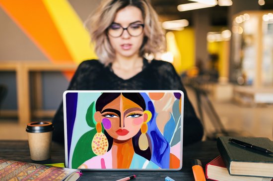 Laptop sticker - 13.3 inch - Portret - Vrouw - Modern - 31x22,5cm - Laptopstickers - Laptop skin - Cover