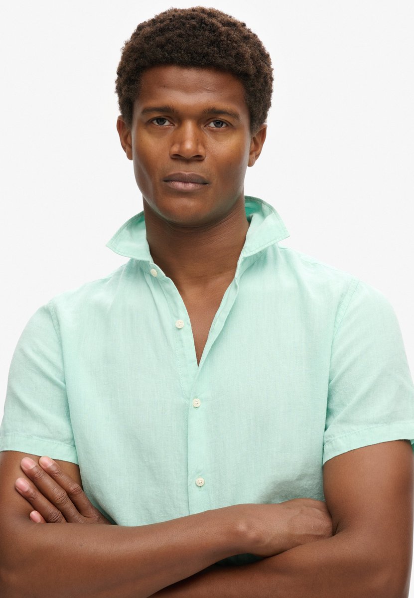 Superdry Studios casual linnen overhemd Heren Shirts Groen