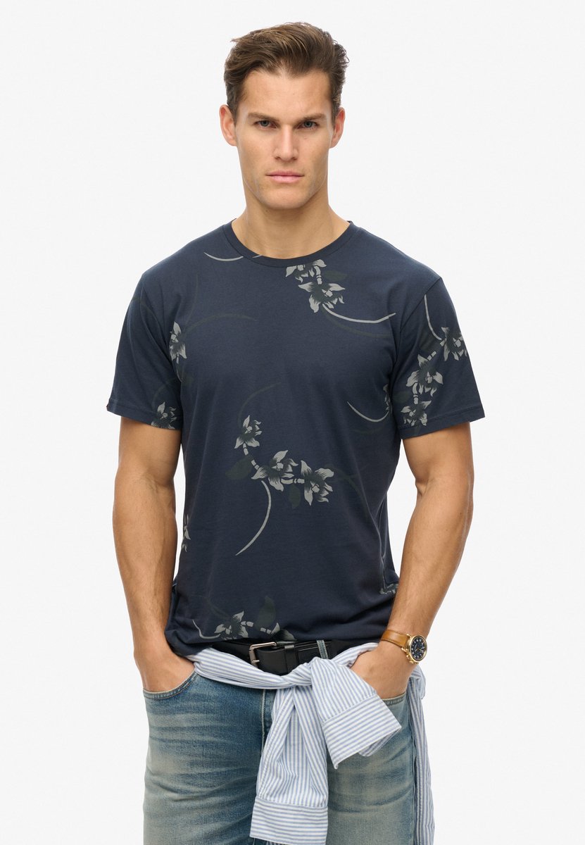 Superdry Classic Essential T-shirt met print Heren T-shirts Marineblauw