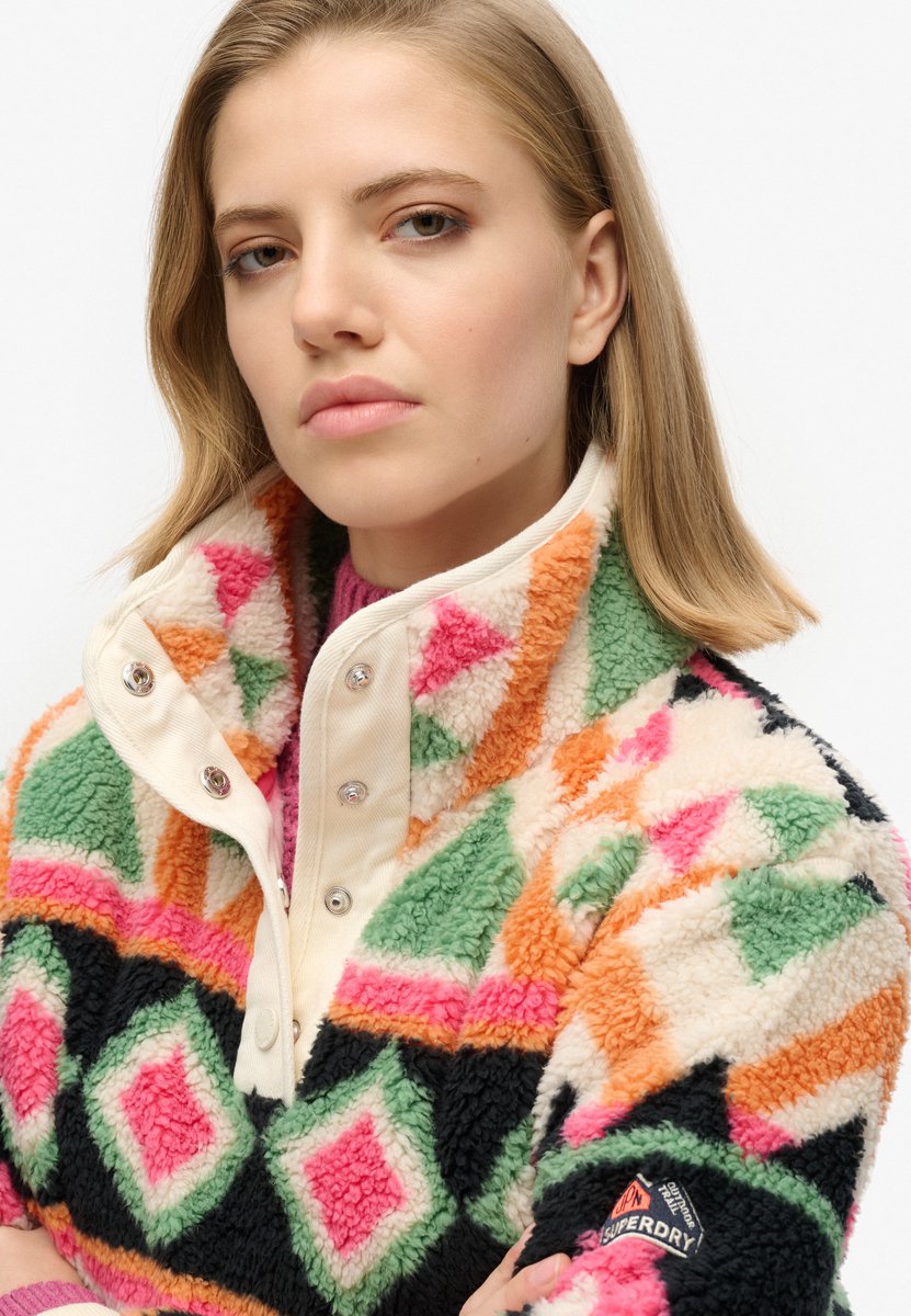 Superdry Trui Super Soft Printed Half W2012348a Terry Print Dames Multicolor
