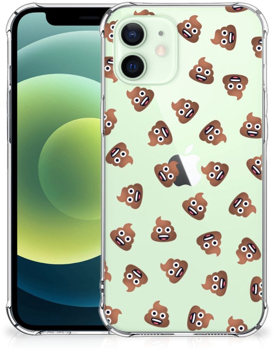 Doorzichtige Silicone Hoesje voor iPhone 12 Mini Poep Emojis