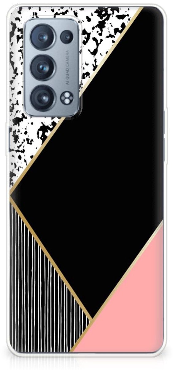 OPPO Reno 6 Pro Plus 5G TPU Hoesje Zwart Roze Vormen