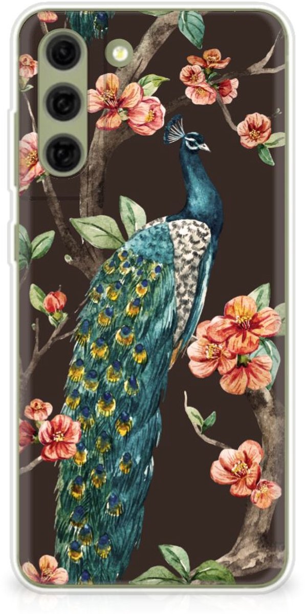 Samsung Galaxy S21FE TPU Hoesje Pauw met Bloemen