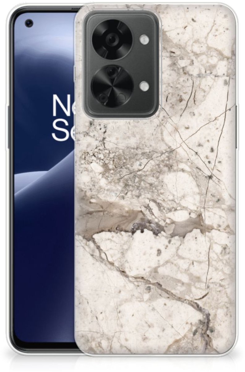 OnePlus Nord 2T TPU Siliconen Hoesje Marmer Beige