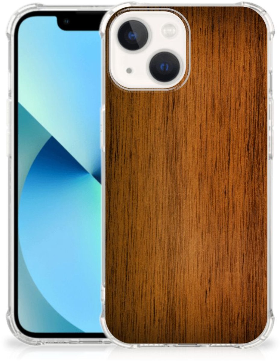 iPhone 13 mini Stevig Telefoonhoesje Donker Hout