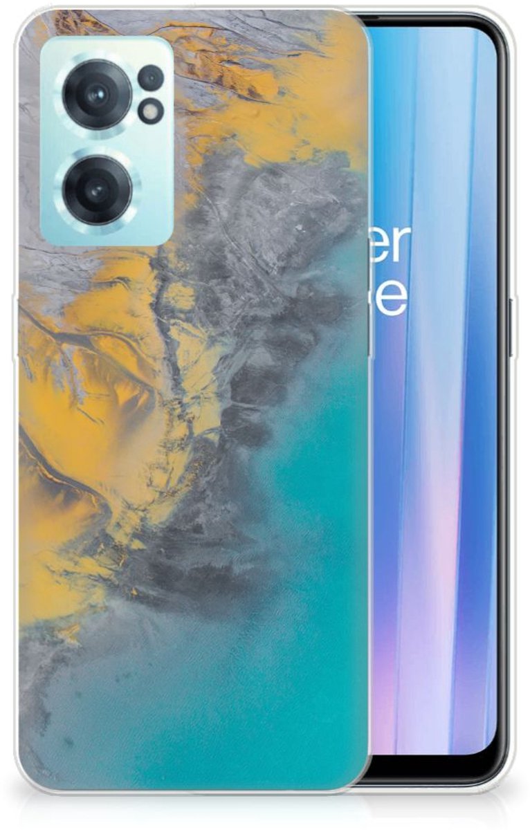 OnePlus Nord CE 2 5G TPU Siliconen Hoesje Marble Blue Gold