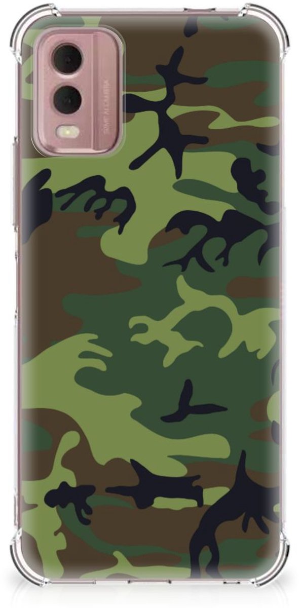 Nokia C32 Doorzichtige Silicone Hoesje Army Dark