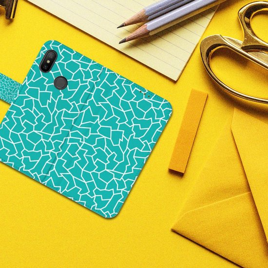 Tenphone Etui Coque pour Xiaomi Mi A2 Lite Portefeuille Cracks Blue