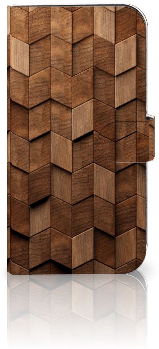 Book Style Case voor iPhone 15 Pro Max Wooden Cubes