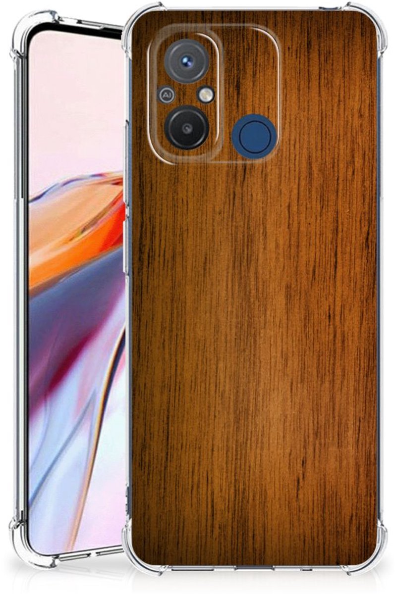 Xiaomi Redmi 12C Stevig Telefoonhoesje Donker Hout