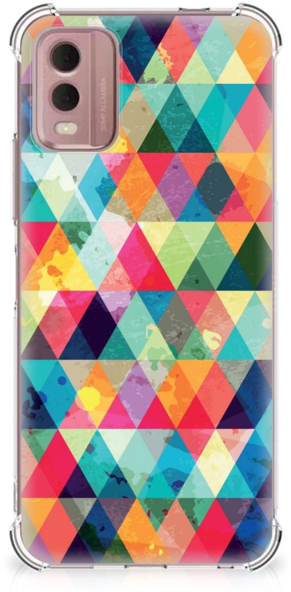 Nokia C32 Doorzichtige Silicone Hoesje Geruit