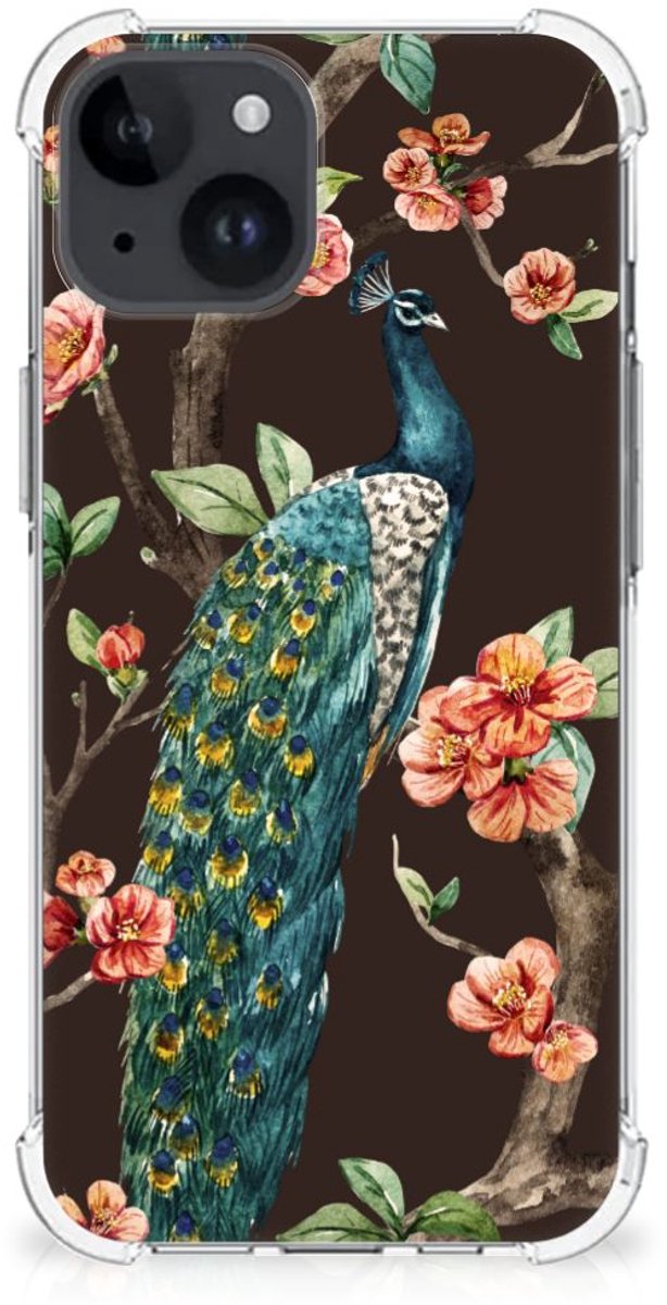 iPhone 15 Plus Case Anti-shock Pauw met Bloemen