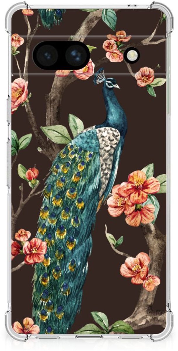 Google Pixel 7A Case Anti-shock Pauw met Bloemen