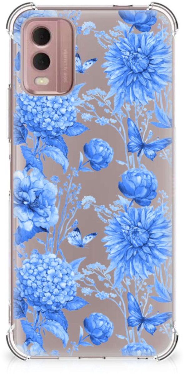Case voor Nokia C32 Flowers Blue