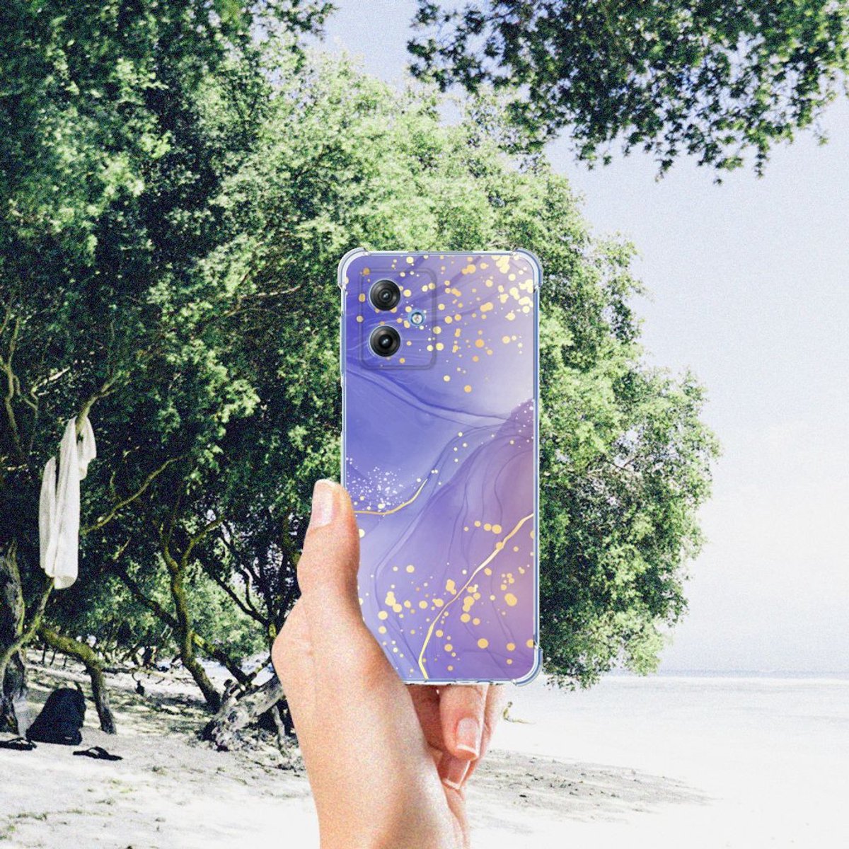 Back Cover voor Motorola Moto G54 Watercolor Paars