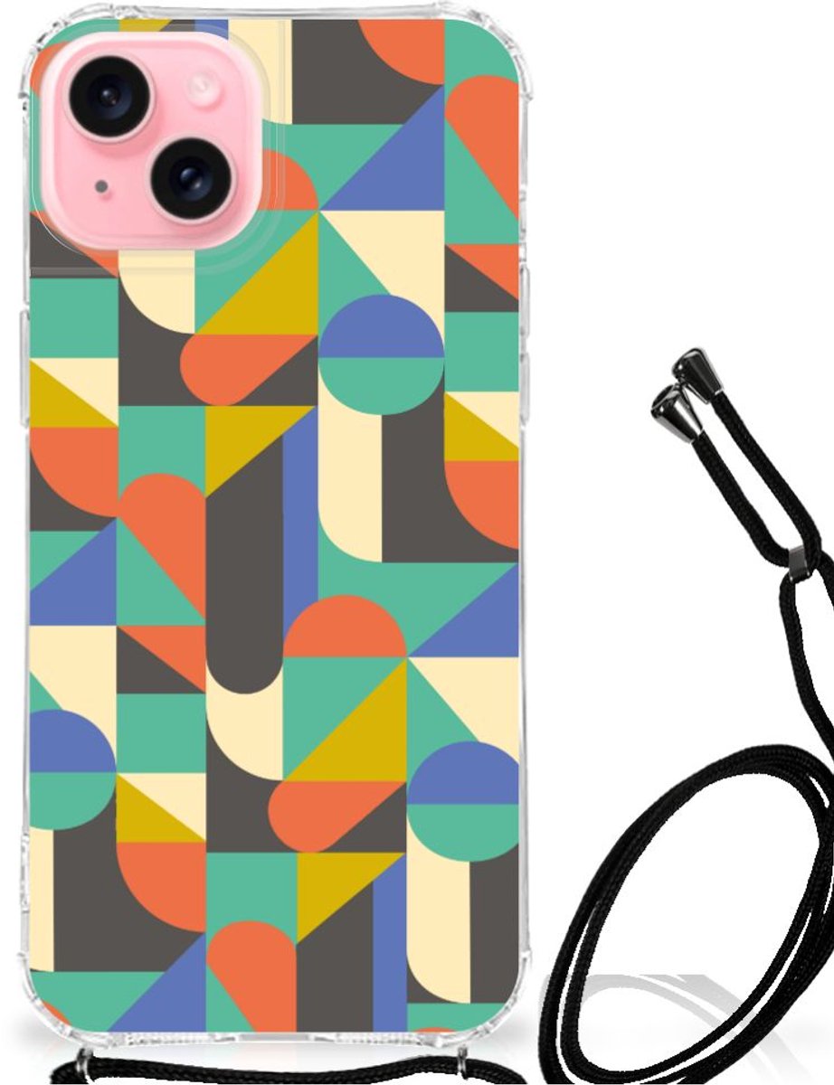 iPhone 15 Plus Doorzichtige Silicone Hoesje Funky Retro