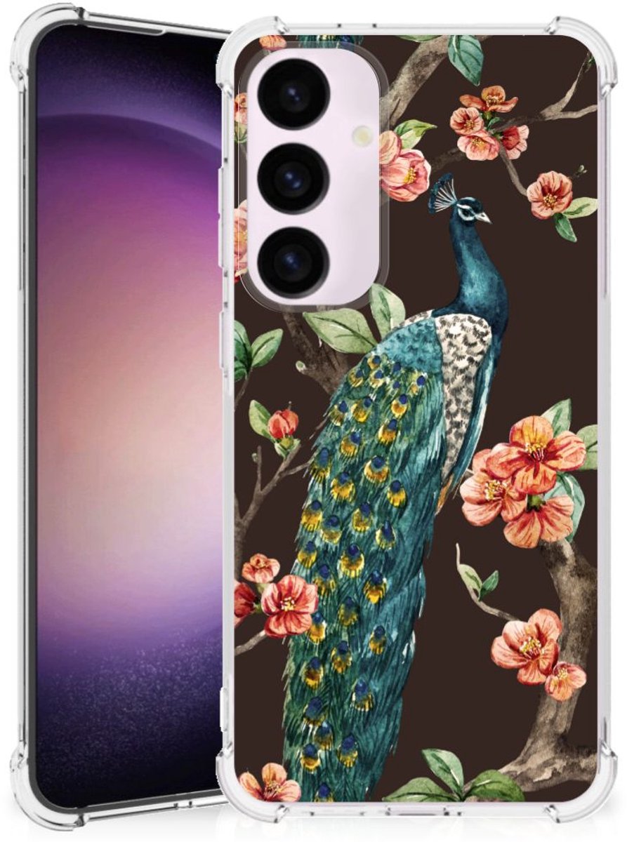 TPU Case Anti-Shock voor Samsung Galaxy S24 Plus Case Anti-shock Pauw met Bloemen