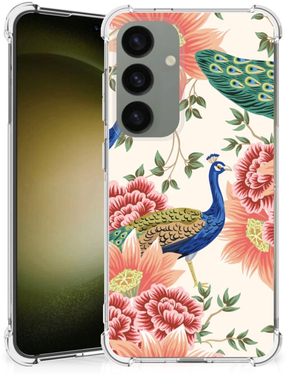 Case Anti-shock voor Samsung Galaxy S24 Pink Peacock