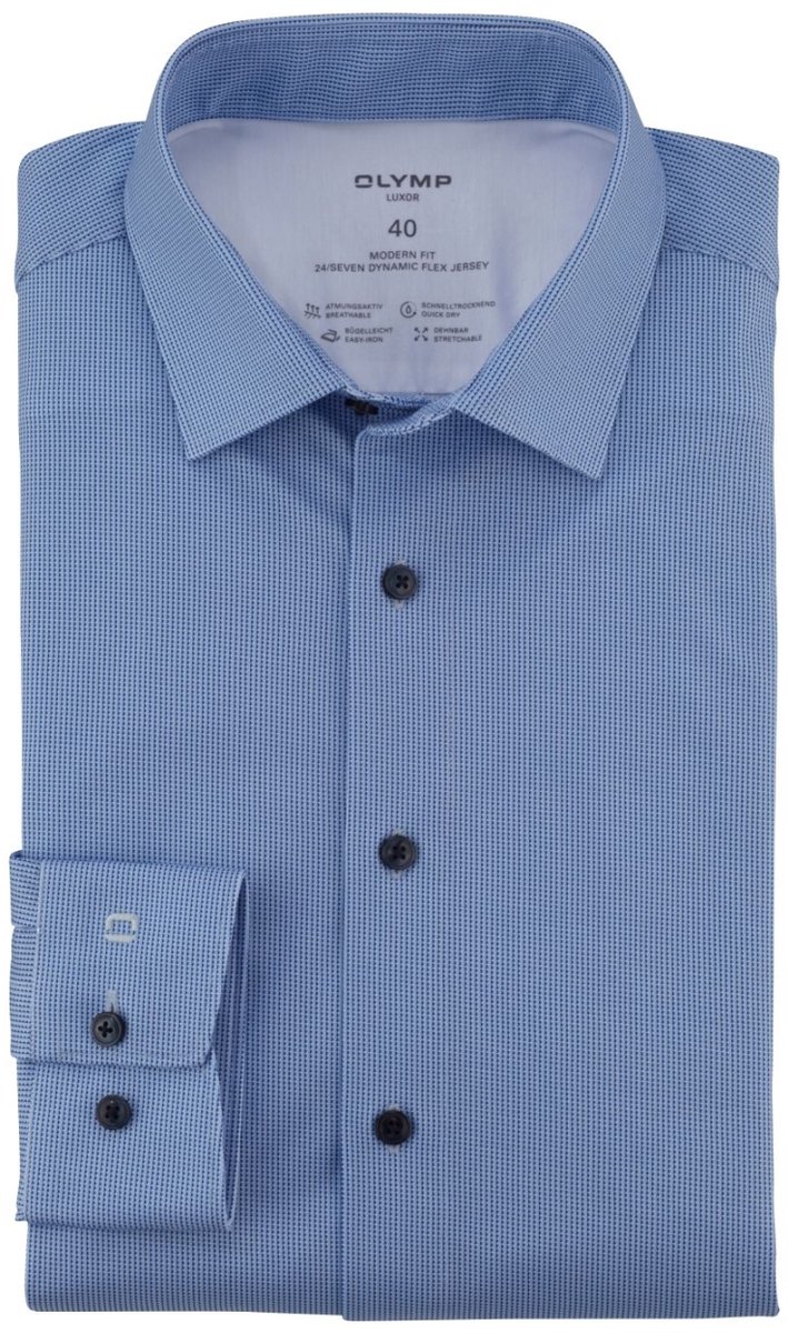 OLYMP shirt 24/7 dynamic flex blauw