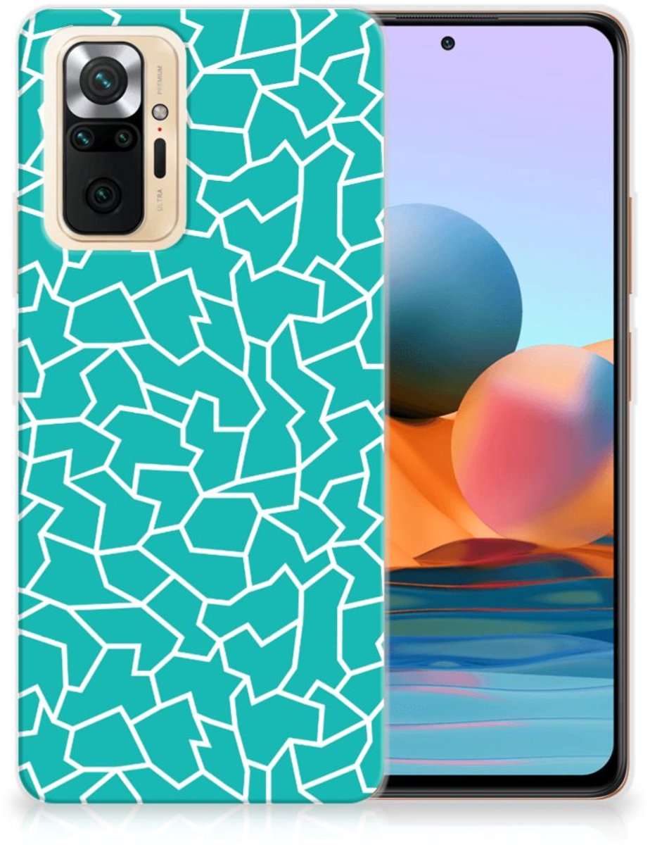 Back Cover voor Xiaomi Redmi Note 10 Pro Hoesje maken Cracks Blue