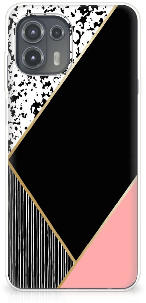 Motorola Edge 20 Lite TPU Hoesje Zwart Roze Vormen