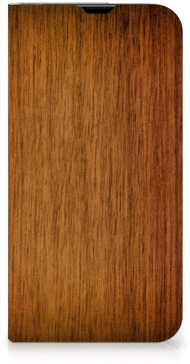 iPhone 13 Pro Book Wallet Case Donker Hout