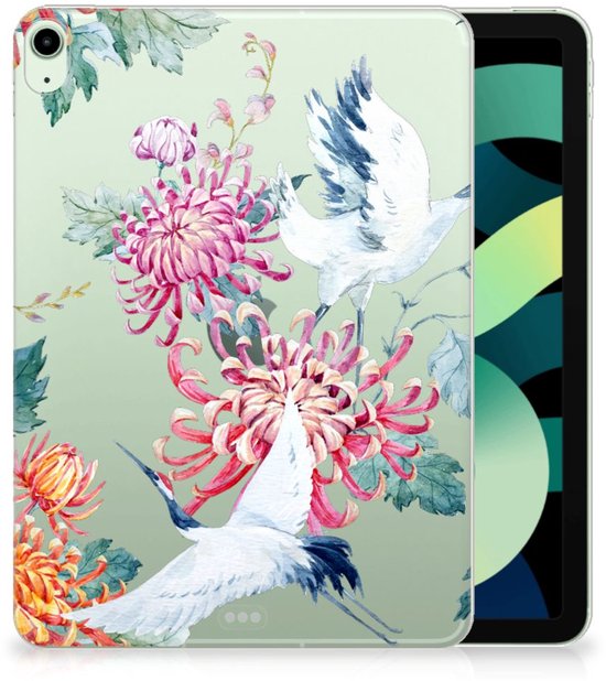 Coque iPad Air (2020/2022) 10,9 pouces Coque Super comme cadeau pour petite amie Oiseau Fleurs avec côtés transparents