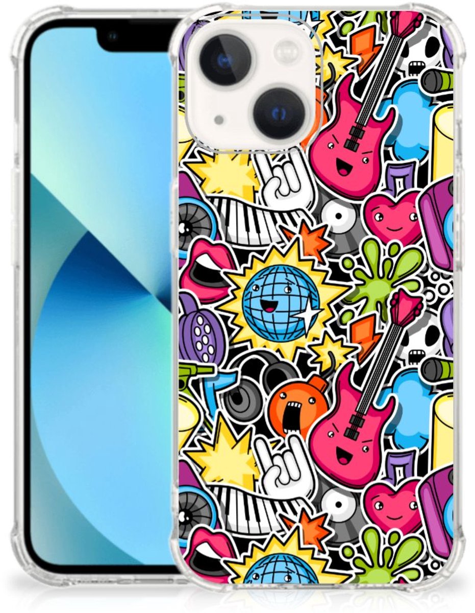 Back Cover voor iPhone 13 mini Anti Shock Bumper Case Punk Rock