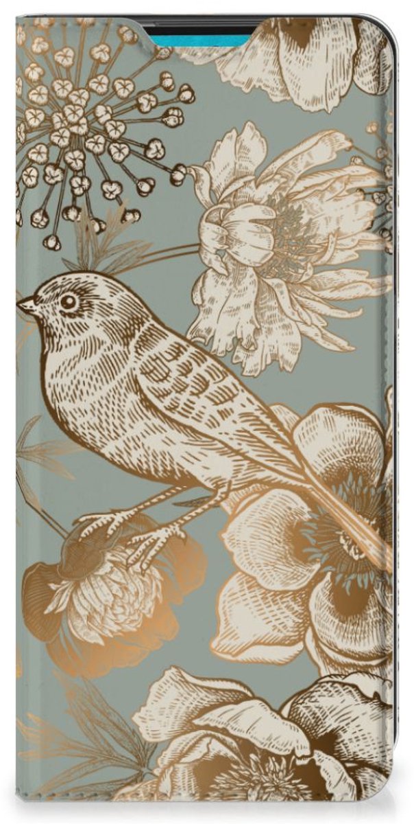Smart Cover voor Samsung Galaxy A73 Vintage Bird Flowers