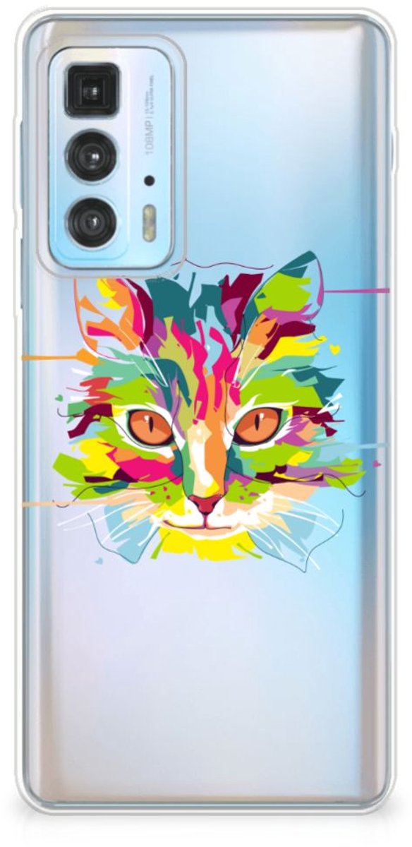 Motorola Edge 20 Pro Telefoonhoesje met Naam Cat Color