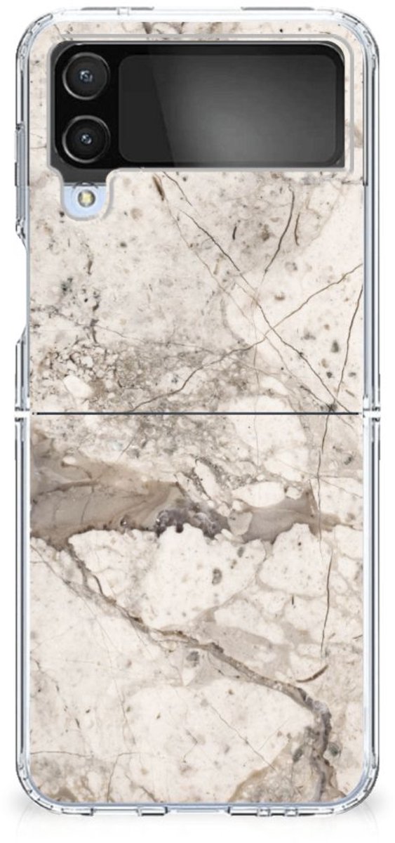 Samsung Galaxy Z Flip 4 TPU Siliconen Hoesje Marmer Beige