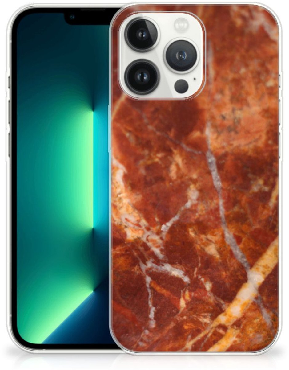 iPhone 13 Pro Max TPU Siliconen Hoesje Marmer Bruin