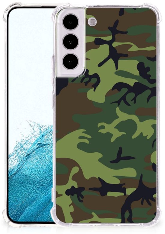 Coque Smartphone Samsung Galaxy S22 Plus Coque Photo Antichoc avec Clear Edge Camouflage