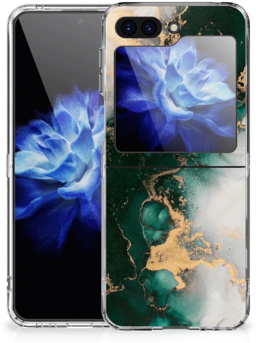 TPU Siliconen Hoesje voor Samsung Galaxy Z Flip 5 Marmer Groen