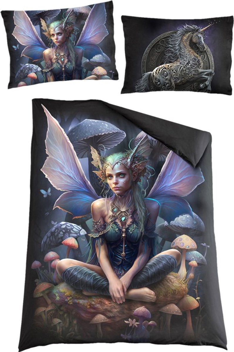 Spiral - Magical Dekbedovertrekset - Eenpersoons - Zwart