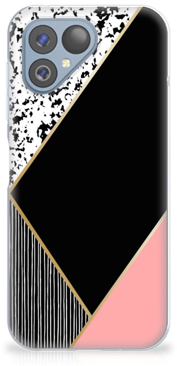 Fairphone 5 TPU Hoesje Zwart Roze Vormen