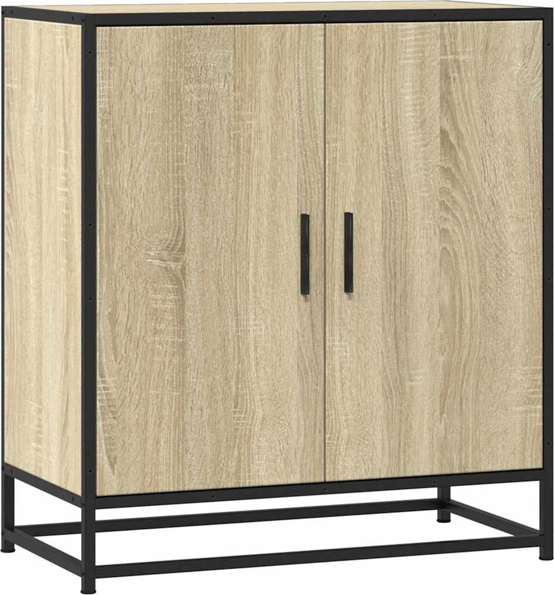 vidaXL - Dressoir - 68x35x76 - cm - bewerkt - hout - en - metaal - sonoma - eikenkleur