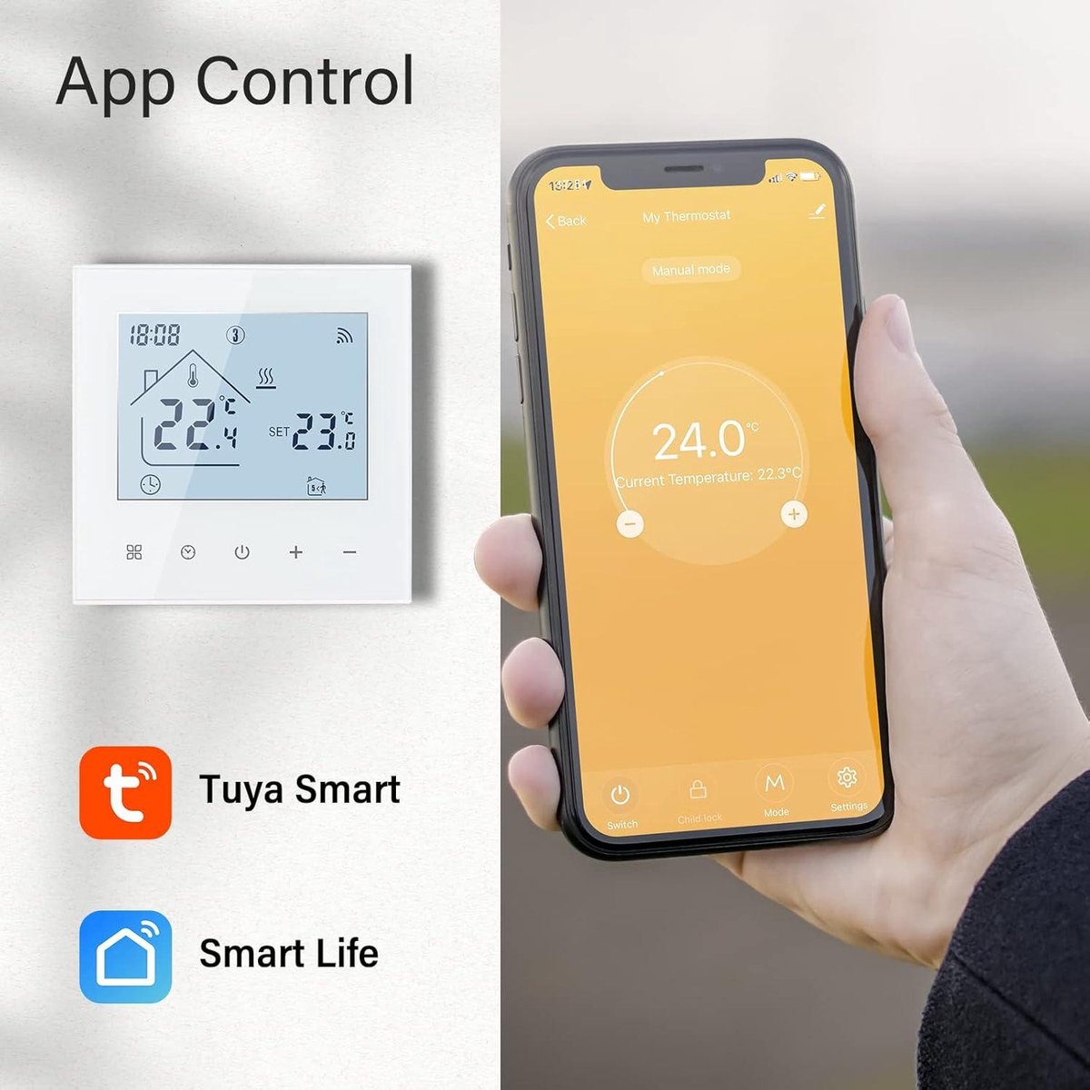 TDR89-WIFI-WPB Programmierbarer Raumthermostat für