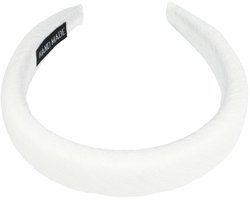 Haarsoires Haarband Diadeem 3cm – Dik Gevuld – Streeppatroon Stof – Effen Kleur – Wit - Comfortabel voor Dames & Meisjes - Universele Maat