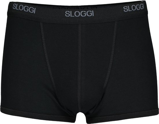 Zwarte Sloggi Basic boxershort met een grijze tailleband met logo.