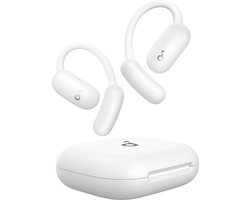 soundcore AeroFit 2 by Anker, open-ear oordopjes, niet-intrusief ontwerp, verstelbaar comfort, goede pasvorm, rijke bas, hi-res audio, 42 uur afspeeltijd, Bluetooth 5.4, draadloos opladen, IP55, open-ear earbuds