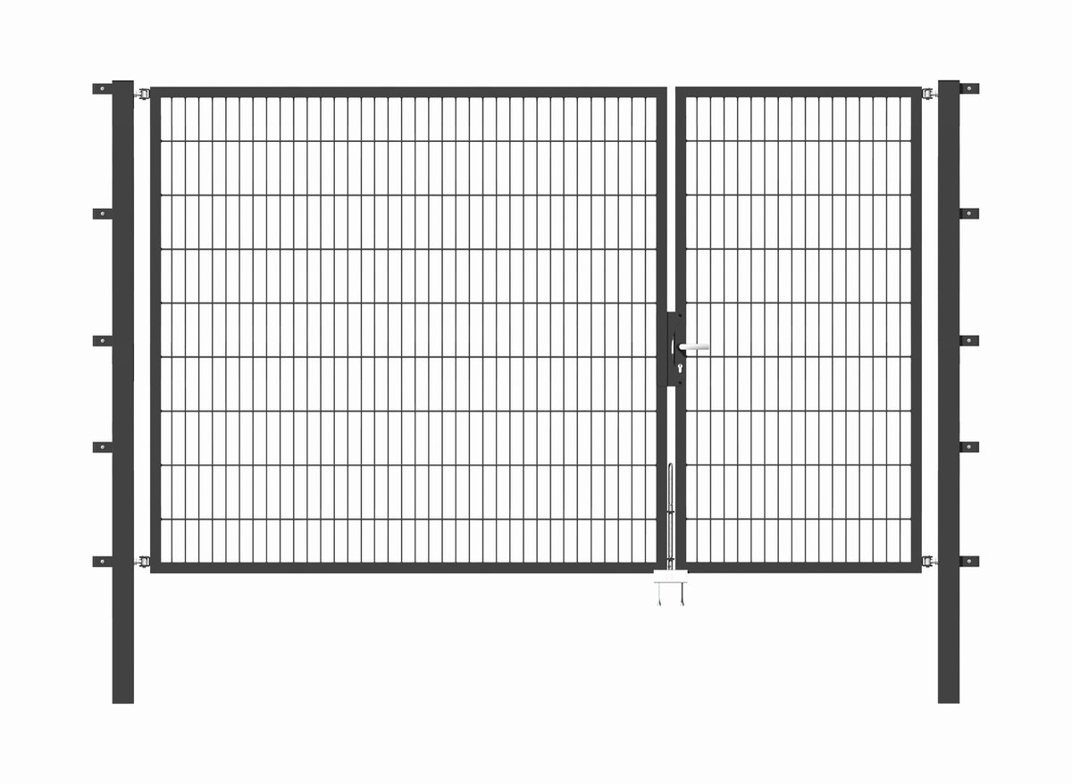 Alberts 647032 Dubbele poort Flexo met toebehoren, antraciet, breedte 100 + 200 cm, hoogte 180 cm