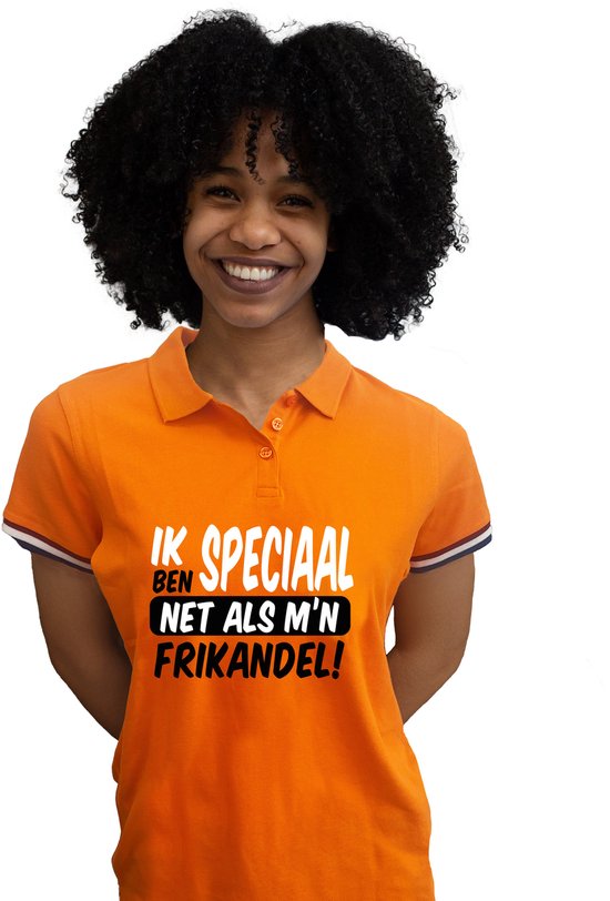 Bellatio Decorations Koningsdag verkleed polo - ik ben speciaal - frikandel - oranje - dames S