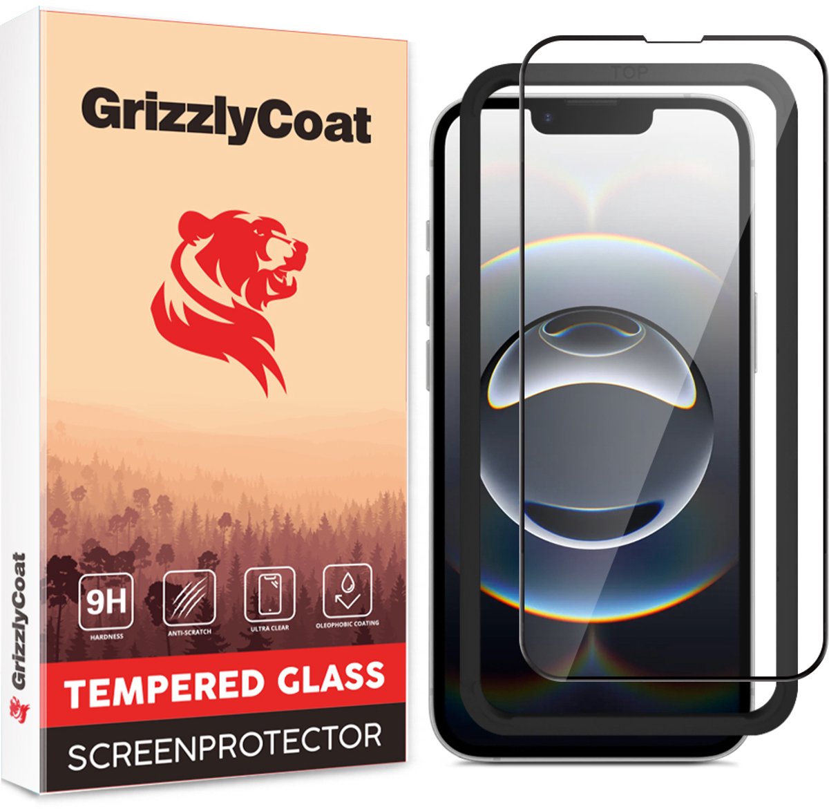 GrizzlyCoat Screenprotector geschikt voor Apple iPhone 16e Glazen | GrizzlyCoat Easy Fit Screenprotector - Case Friendly + Installatie Frame
