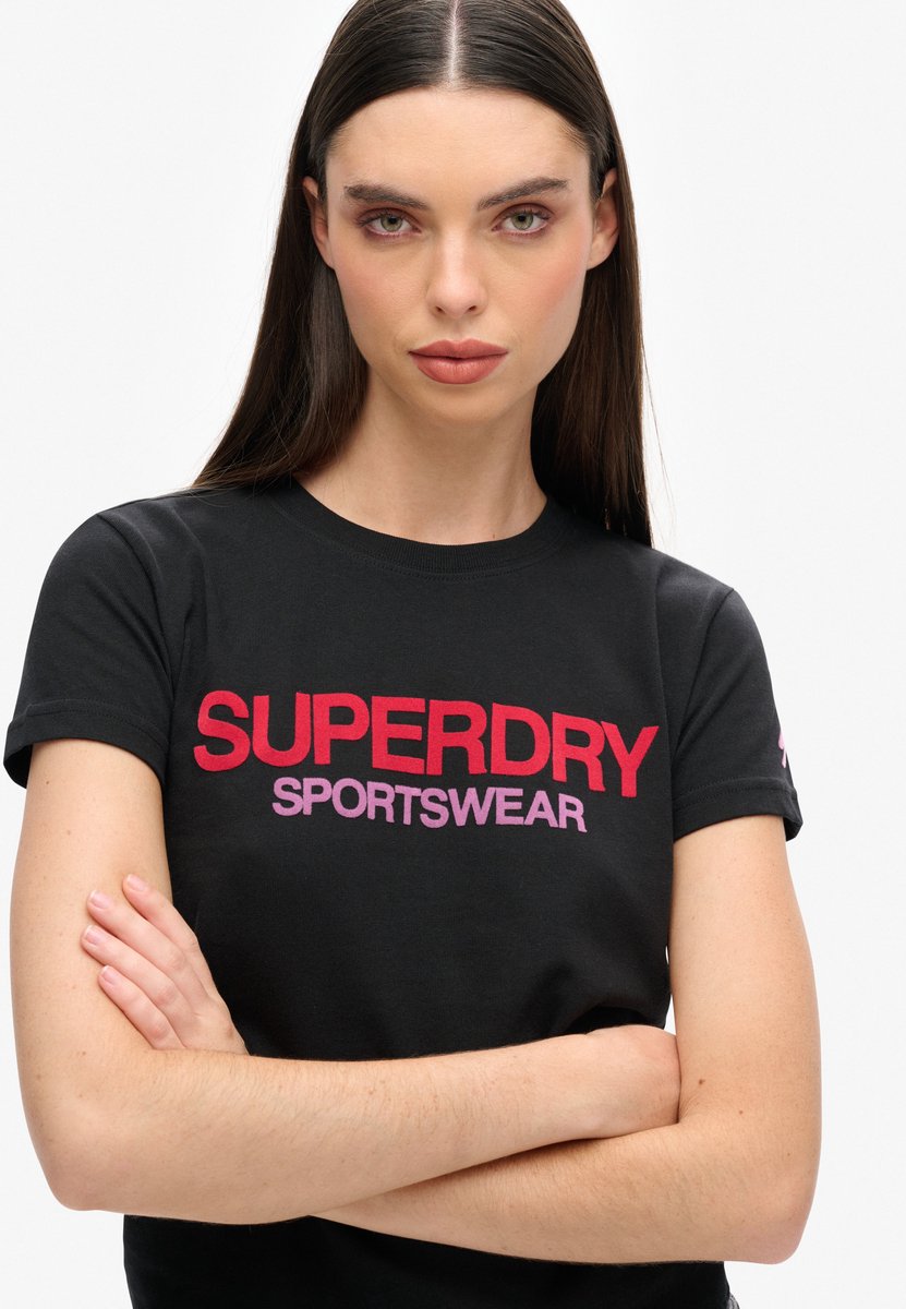 Superdry Aansluitend Sportswear T-shirt met logo Dames T-shirts Zwart