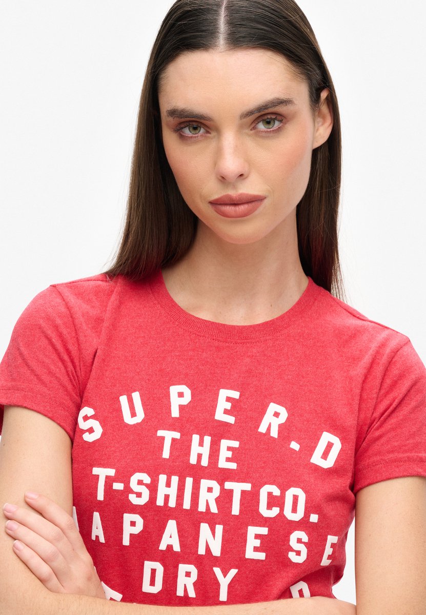 Superdry Aansluitend T-shirt met puffprint Dames T-shirts Rood