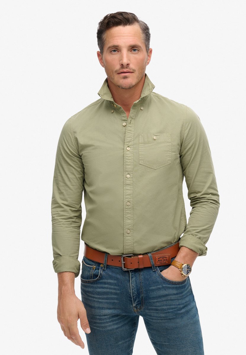 Superdry The Merchant Store Overhemd met lange mouwen Heren Lange mouwen shirts Groen