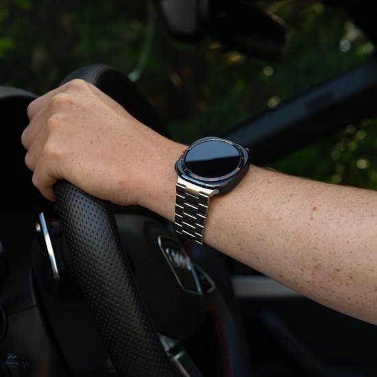 Bracelet de montre intelligente à maillons en acier Strap-it avec fermoir papillon - Bracelet en métal adapté à la Samsung Galaxy Watch Ultra 47 mm (argent)