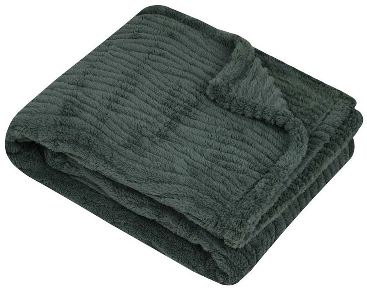 Stof Textiles Plaid / bankdeken / bedsprei Columbia - jade groen - 130 x 160 cm - zachte polyester stof - 1 persoons