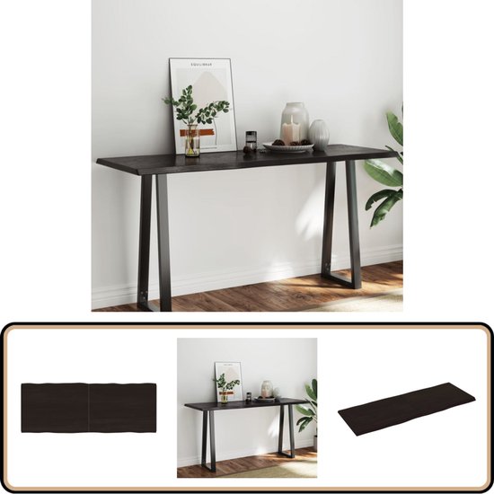 vidaXL Plateau de table avec bord naturel - 160x60 cm - Chêne de table en bois de chêne Chêne - Plateau de table en chêne - Plateau de table de remplacement - Table basse - Coin repas - Plateau de cuisine - Table Vintage - Table industrielle